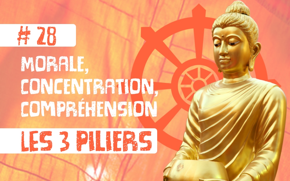 Les 3 piliers de la pratique bouddhiste : morale, concentration, compréhension.